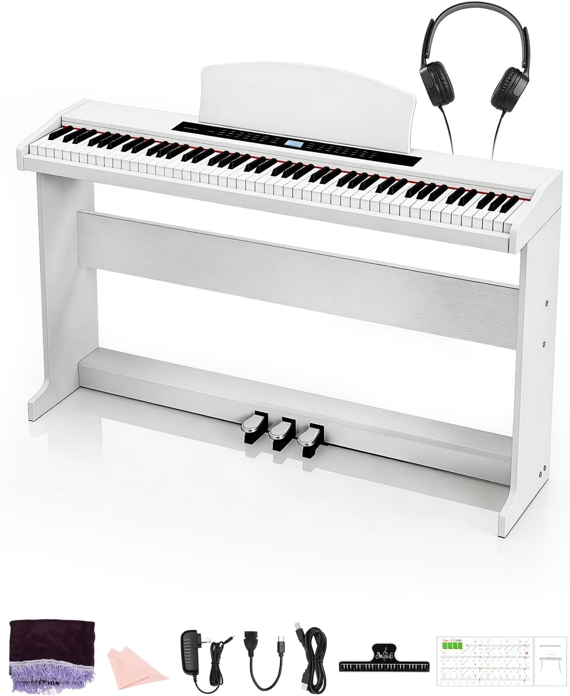 88 Key Semi-Weighted Standard Keyboards Digital Piano with Furniture Stand, MIDI