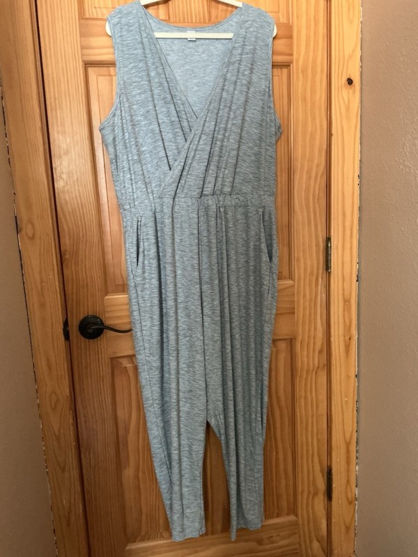 GAP XL Grey Striped Knit  Jumpsuit Wide Leg NWT