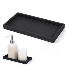Silicone Bathroom Tray 7.87x3.93in Black Kitchen Bathroom Counter Tray
