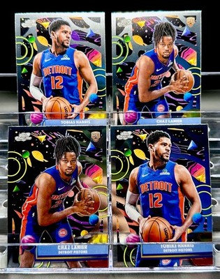 2025-26 Topps Chrome Cosmic Pistons Lot - Tobias Harris (2) & Chaz Lanier RC (2)
