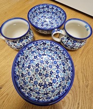 Bunzlauer Tasse Müslischale Kugelbecher 4teilig Blumen