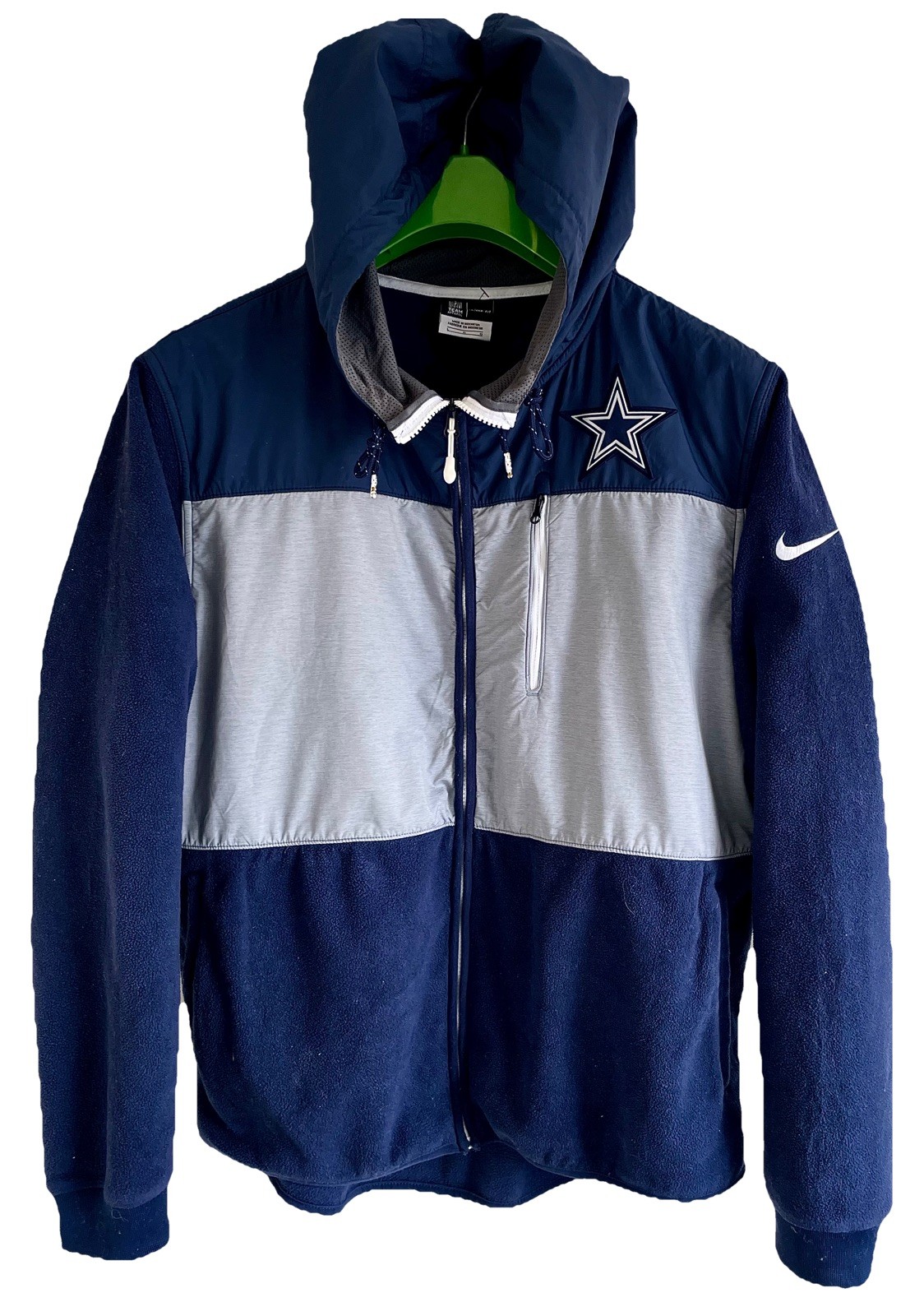 SACAI X NIKE Giacca in pile Nike NFL Dallas Cowboys Y2K retrò Therma Fit bomber sportivo con cappuccio