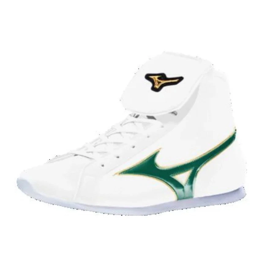 [Hecho por encargo] Zapatos de Boxeo Cortos MIZUNO Línea Blanca/Verde/Dorada con Zapatos Bolso Foto 4 de 4