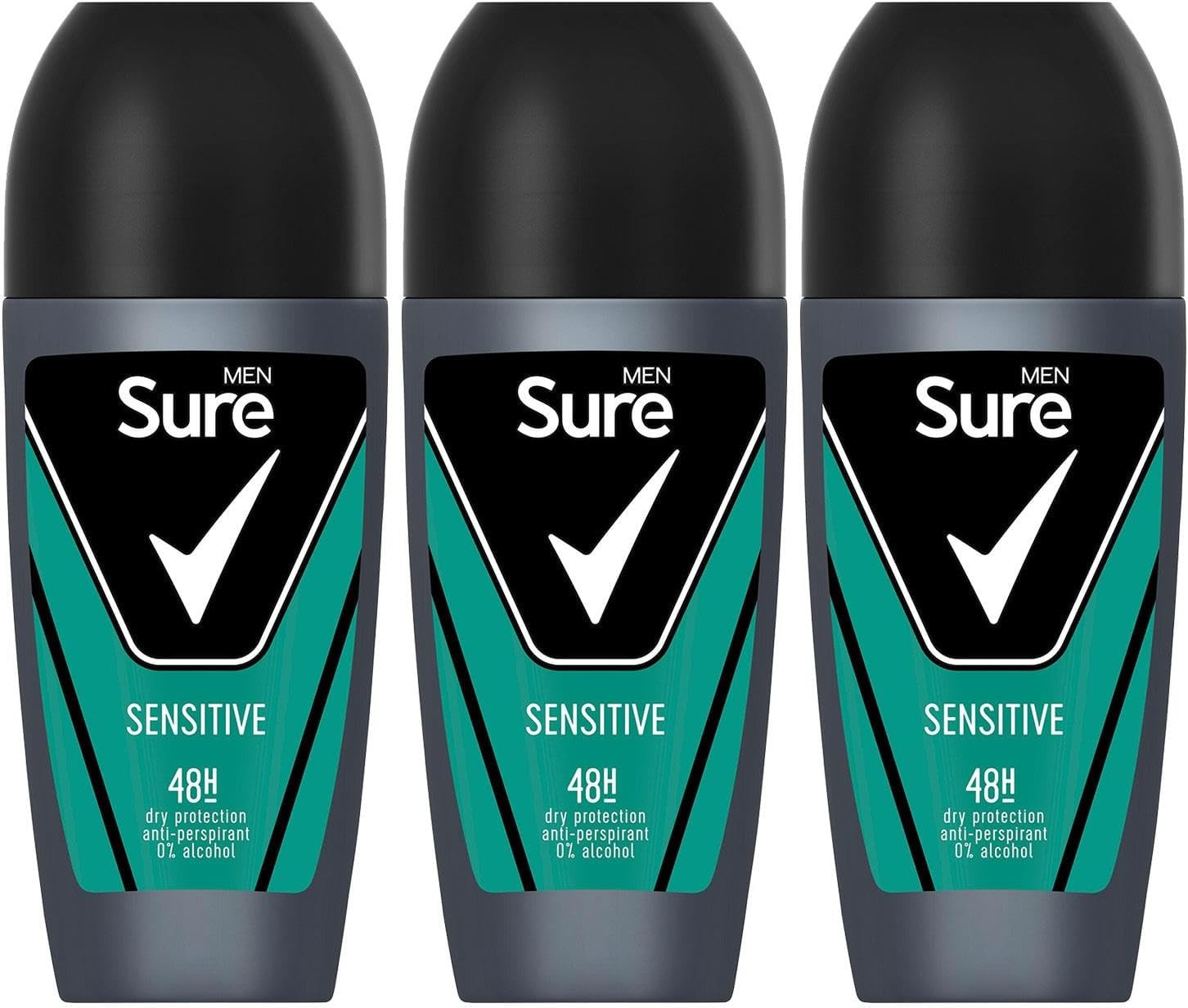 Sure Antiperspirant Roll on Sensitive 48H Sweat and Odour Protection Roll on wit