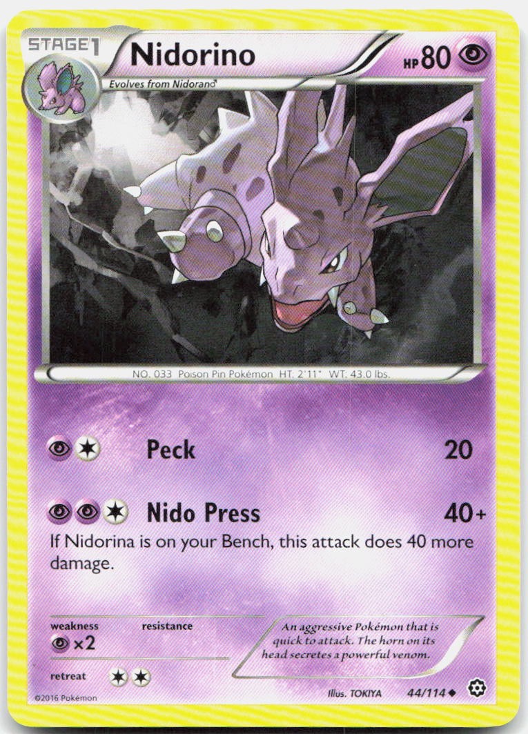 Nidorino 44/114 Uncommon Steam Siege Pokemon LP