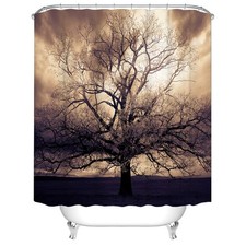 RnnJoile Nature Shower Curtain Elder Tree Shower Curtain Brown Tone Bathroom ...