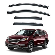 4pcs Smoke Tint with Chrome Trim Outside Mount Tape On/Clip On Style PVC Sun