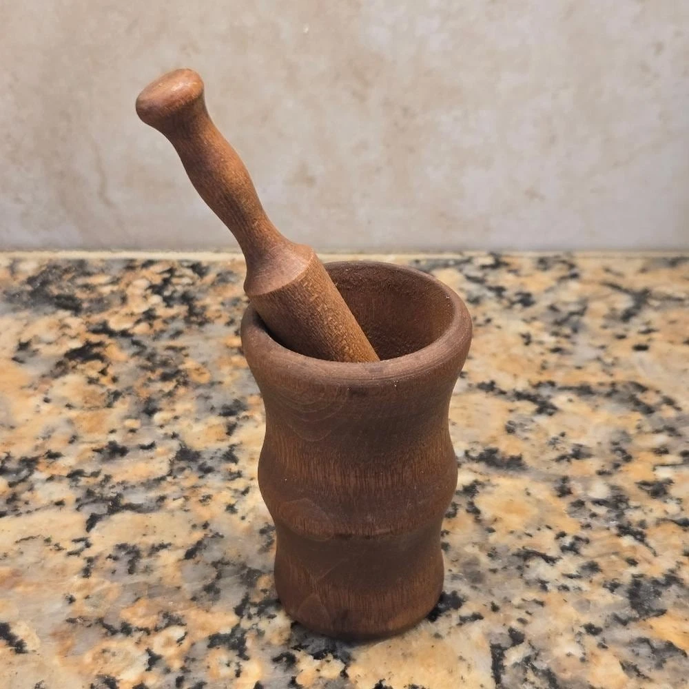 VTG Small Mini Wooden Mortar and Pestle Turner Made Buckfield, Me