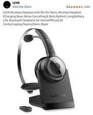 LEVN Wireless Headset with Mic Charging Base Noise Cancelling Mute Button