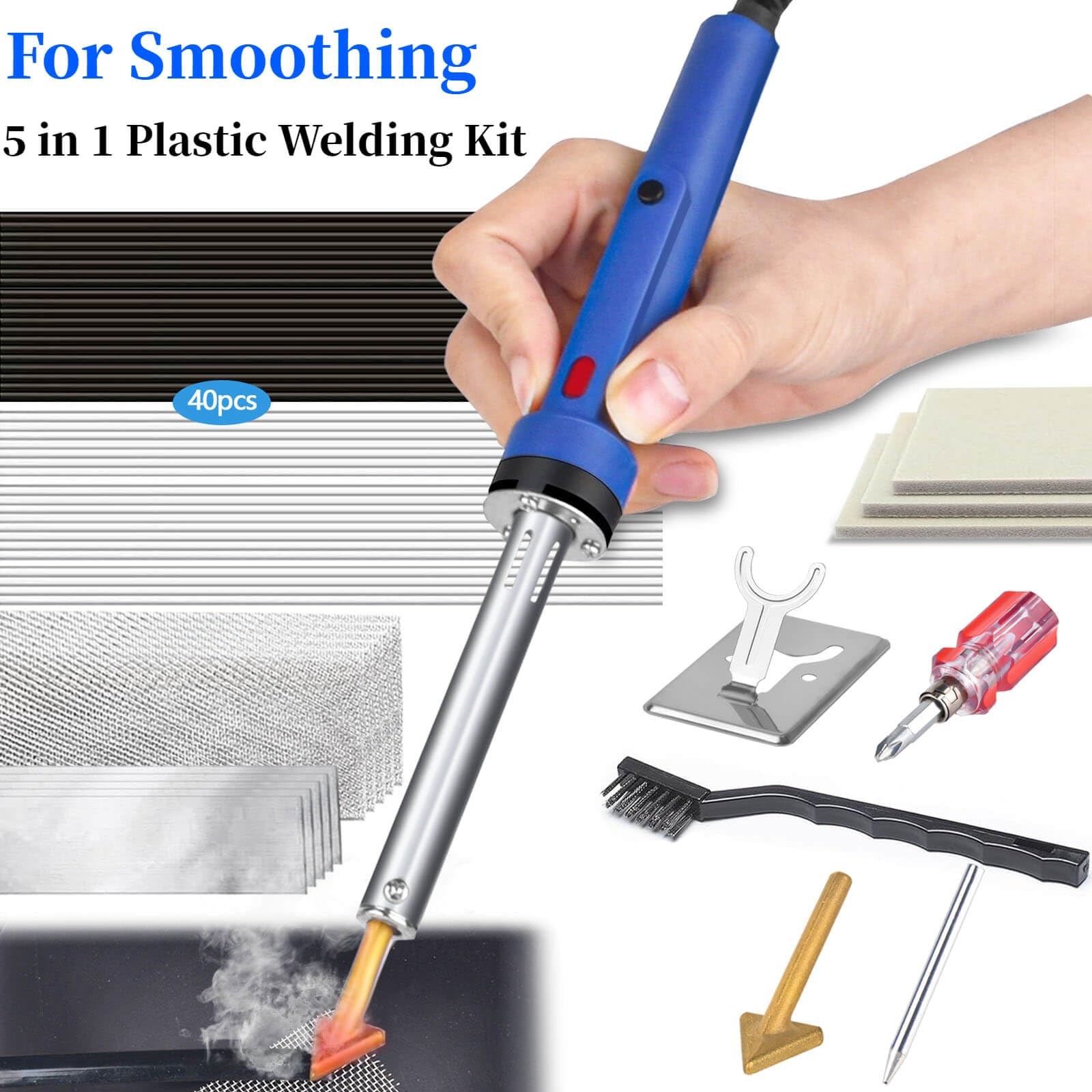 220W Plastic Welder, 1200PCS Staples 40PCS Rods Plastic Welding Kit, 5 in 1 W...