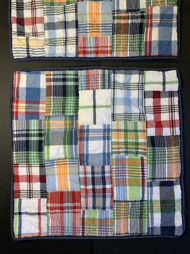Trapunta Madras Patchwork Bambini Pottery Barn Completa Regina + 2 Euro Federe Quadrate 3 pz. - Foto 19 di 22