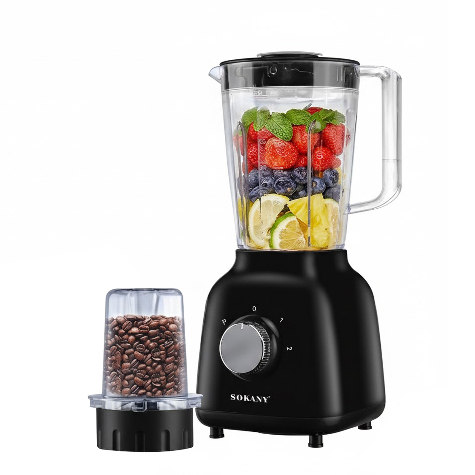 Mélangeur mixeur 2 en 1 500W Sokany broyeur polyvalent bol 1.6L en plastique