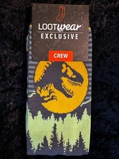 LootWear Exclusive Jurassic World: Dominion Crew Socks Shoe Size US 6-12 