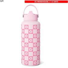 Portable 32oz Checker Daisy Stainless Steel Water Bottle for Active Lifestyles