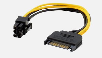 LOT OF  6 - 15pin SATA Power to 6pin PCI-e PCI Express Adapter Cable Video Card