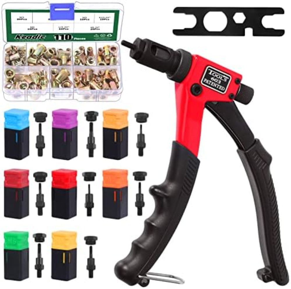 Rivettatrice Professionale Keadic 8 Pollici | Set 120 Dadi Filettati