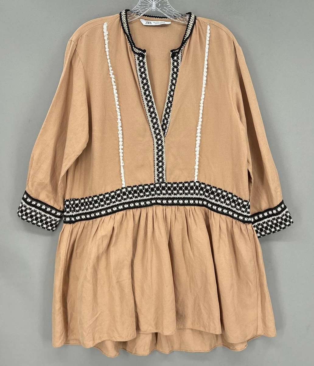 knee length dresses for ladies ZARA. Short striped linen dress, size XS  Hibuy market