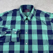 UNTUCKit Shirt Mens XL Green Blue Buffalo Plaid Bonardo Cotton Button Up