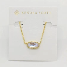 New Kendra Scott Elisa Gold Pendant Necklace In Dichroic Glass