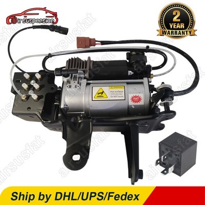 Air Suspension Compressor with Valve Block + Air Pipe + Relay for Audi A6 C6 4F 05-11