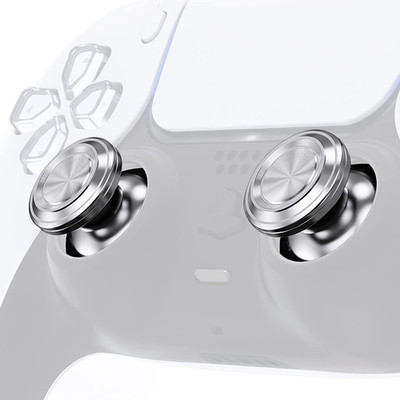 Custom Silver Metal Thumbsticks for PS5 Controller, Replacement Aluminum Analog