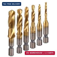 6Pcs Titanium Combination Drill and Tap Bit Set, Metric Drill Tap Bits Screw Tap