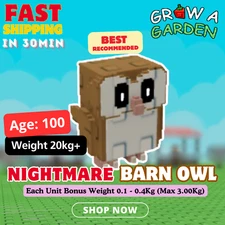 🦉🔥NIGHTMARE BARN OWL 20kg+🌿 GROW A GARDEN PET🎮ROBLOX 🟢Online(⏰1minDelivery)