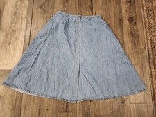 Y2k Button down Denim Tiered Maxi Skirt L JG Hook Jean Boho Festival Hippie 90's