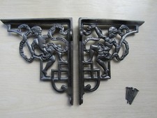 PAIR OF Cast Iron Shelf brackets Vintage Victorian Decorative ornate scaffold