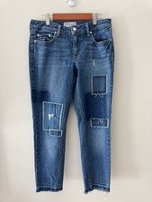 Derek Lam 10 Crosby Mila Patchwork Girlfriend Jeans size 26 Distressed Crop Raw