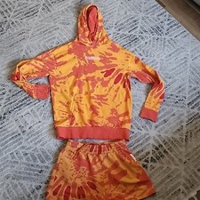 Gymshark Vibrant Orange and Yellow Women's Hoodie And Shorts Set