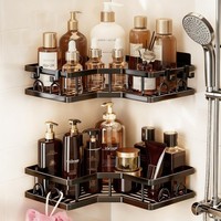 Duschablage Ohne Bohren Edelstahl Badregal Ecke Schwarz 2 StüCk 4 Haken Regal