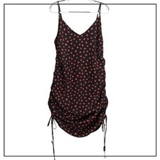 Urban Outfitters Womens Mini Dress M Black Boho Floral Ruched Adjustable Straps