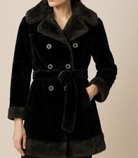 Vintage Black Faux Fur Coat ILGWU Union Made L/XL Double Breasted