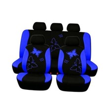 9PCS Butterfly Print High Back Car Seat Covers Set Blue