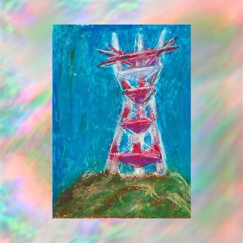 ACEO Original  Sutro Tower San Francisco Pastel Paper 2.5x3.5 By JTony