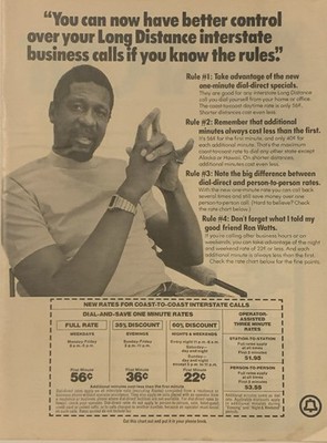 1975 Bill Russell Bell System PRINT AD Long Distance Interstate Calls VTG 1970s