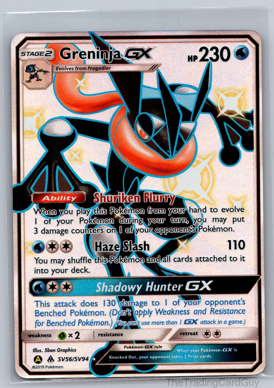 Pokémon TCG Greninja GX Hidden Fates SV56/SV94 Shiny Holo Rare Full Art NM
