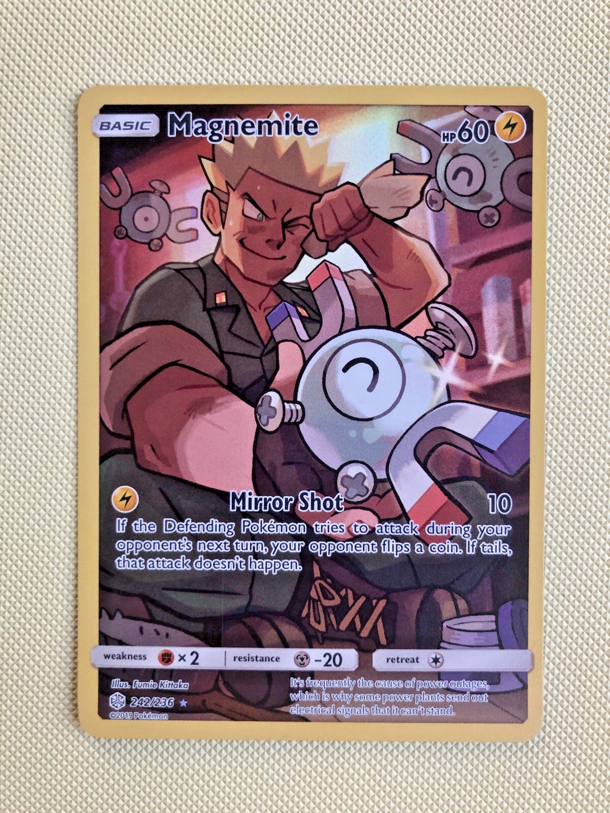 Magnemite Secret Secret Rare SM Cosmic Eclipse 242/236 Lightning Holofoil Pokemo