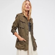 Free People Utility Cargo Jacket in Olive Green Size Small