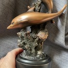 Bronze Electroplated Resin Figurine 2 Dolphins Swimming Around A Coral Reef. 7" — photo 8