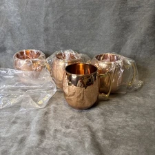 4 - VTG Copper Moscow Mule Cocktail Beer Mugs 16 oz  Brass Handle Cup