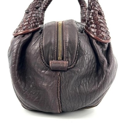 FENDI Spy Bag Zucca Canvas Leather Handbag Color Brown Women's