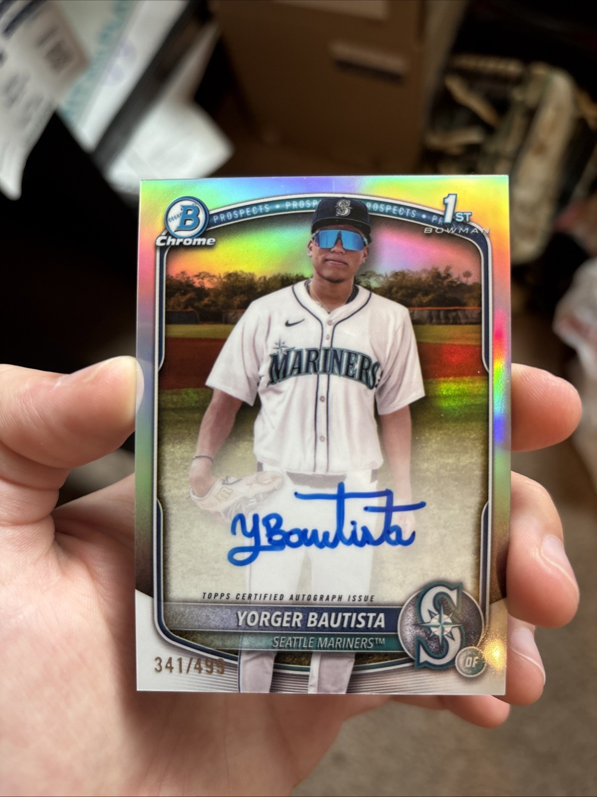 2025 Bowman Chrome Yorger Bautista Refractor Auto /499 Mariners 1st view 1