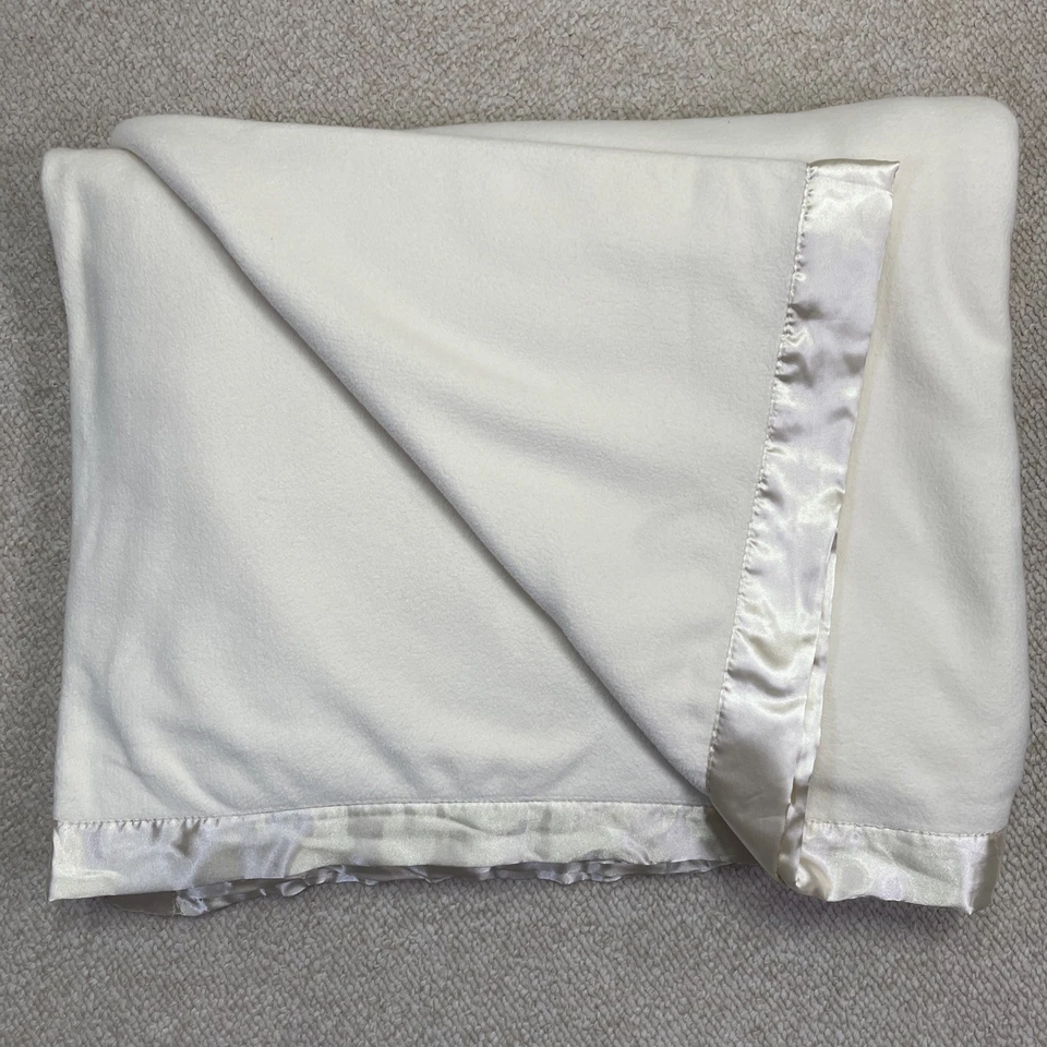 Charter Club Queen / King Size 90" x 106” Fleece Plush Blanket Satin Trim~ Cream - Image 2 of 4