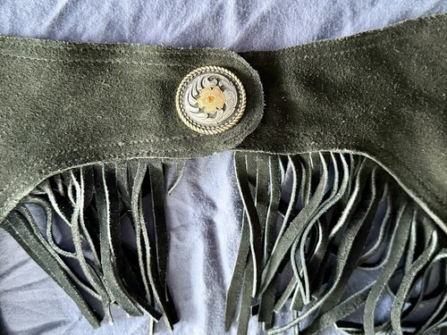 Western Women's Black Suede Fringe Riding Chaps