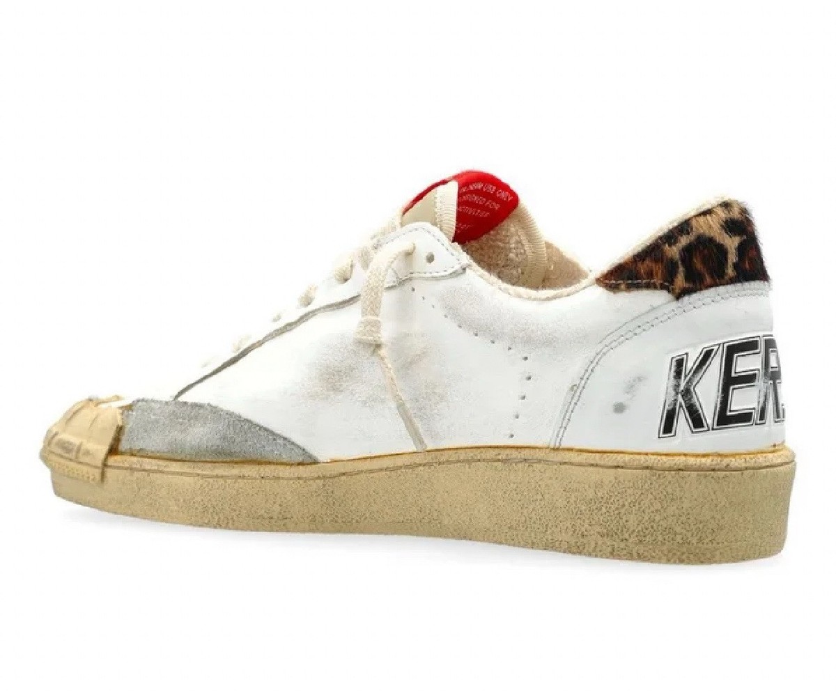 Golden Goose Ball Star Sneakers White Beige Leopard NIB EU 37 US 7