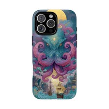 For iPhone / Galaxy / Pixel Octopus Monster Teal Pink Phone Case