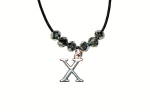 INITIAL "X" PENDANT NECKLACE (14 5/8"):  HAND-MADE JEWELRY BY T.L.C.