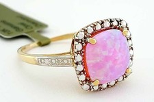 GENUINE 2.16 Cts OPAL & DIAMOND RING 10K GOLD -Free Certificate Appraisal